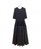 FENNELフェンネル）の古着「タフタ×ニットドッキングワンピース」｜ブラック