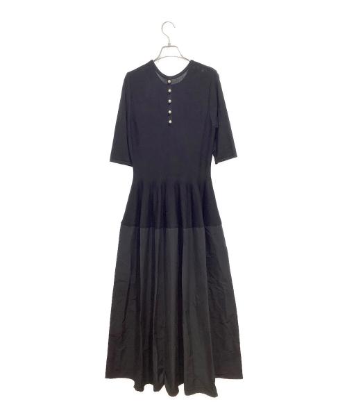 FENNEL（フェンネル）FENNEL (フェンネル) タフタ×ニットドッキングワンピース ブラック サイズ:38の古着・服飾アイテム