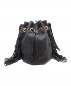 DIANAダイアナ）の古着「フリンジ 巾着 ショルダーバッグ」｜ブラック