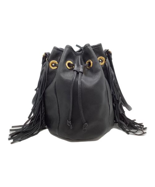 DIANA（ダイアナ）DIANA (ダイアナ) フリンジ 巾着 ショルダーバッグ ブラックの古着・服飾アイテム