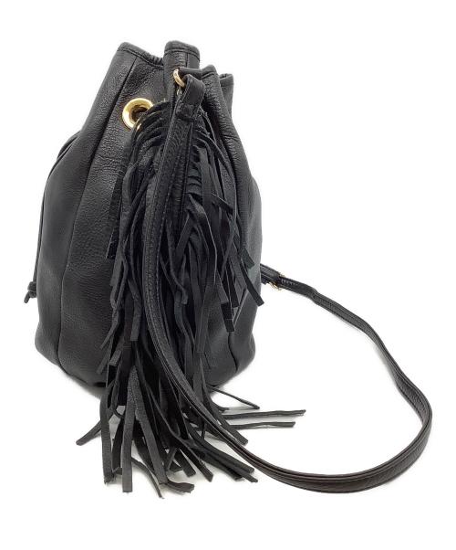 DIANA（ダイアナ）DIANA (ダイアナ) フリンジ 巾着 ショルダーバッグ ブラックの古着・服飾アイテム
