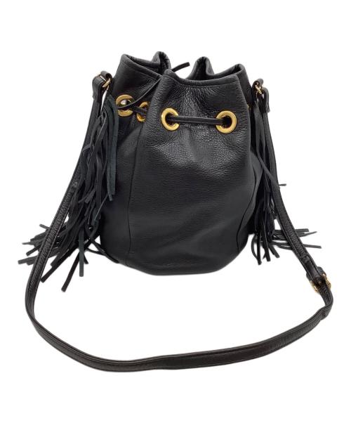 DIANA（ダイアナ）DIANA (ダイアナ) フリンジ 巾着 ショルダーバッグ ブラックの古着・服飾アイテム