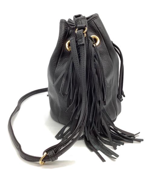 DIANA（ダイアナ）DIANA (ダイアナ) フリンジ 巾着 ショルダーバッグ ブラックの古着・服飾アイテム