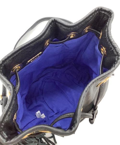 DIANA（ダイアナ）DIANA (ダイアナ) フリンジ 巾着 ショルダーバッグ ブラックの古着・服飾アイテム