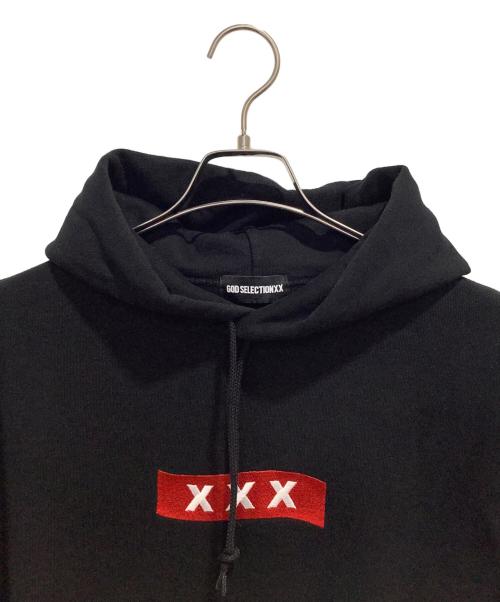 GOD SELECTION XXX（ゴッドセレクショントリプルエックス）GOD SELECTION XXX (ゴッドセレクショントリプルエックス) ボックスロゴ プルオーバーパーカー ブラック サイズ:Mの古着・服飾アイテム