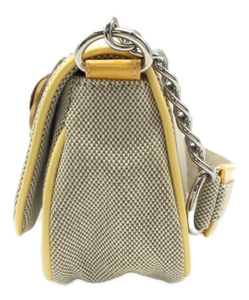 CHANEL（シャネル）CHANEL (シャネル) チェーンショルダーバッグ カメリア No.5 キャンパス×パテントレザー ベージュの古着・服飾アイテム