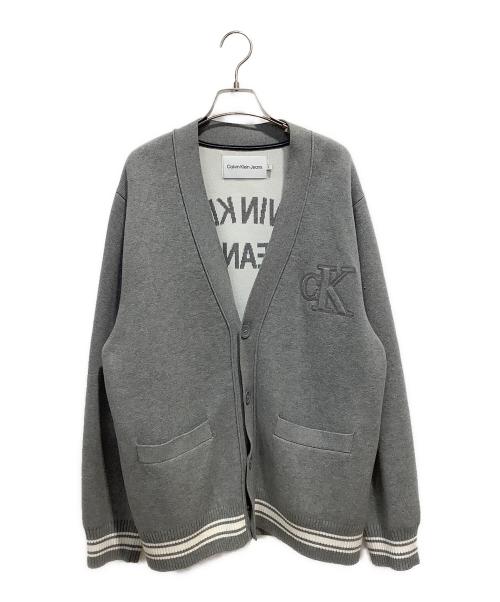 Calvin Klein Jeans（カルバンクラインジーンズ）Calvin Klein Jeans (カルバンクラインジーンズ) バーシティ カーディガン グレー サイズ:Mの古着・服飾アイテム