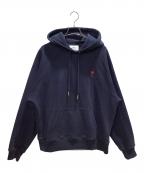 AMI PARISアミ パリス）の古着「ループバック オーガニックコットンフリース Ami de Coeur パーカー」｜ネイビー