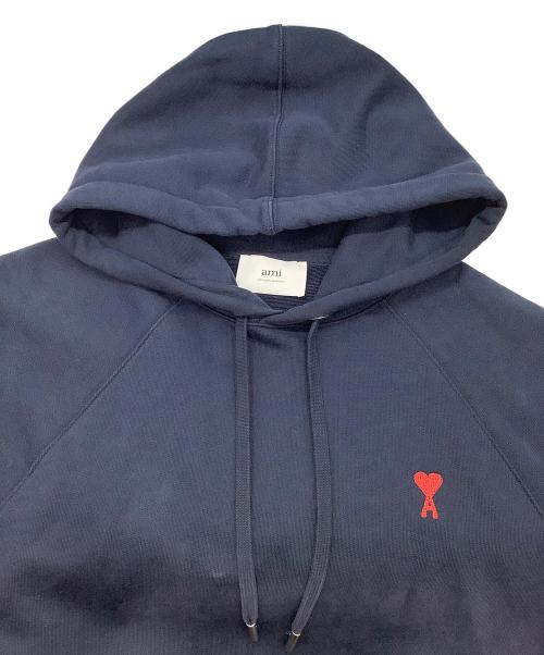 AMI PARIS（アミ パリス）AMI PARIS (アミ パリス) ループバック オーガニックコットンフリース Ami de Coeur パーカー ネイビー サイズ:XLの古着・服飾アイテム