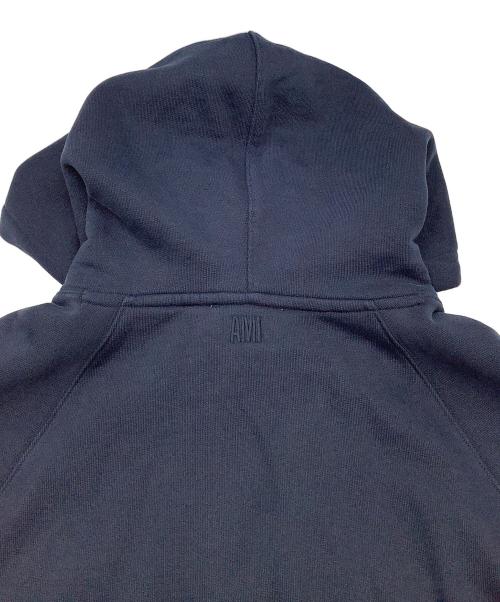 AMI PARIS（アミ パリス）AMI PARIS (アミ パリス) ループバック オーガニックコットンフリース Ami de Coeur パーカー ネイビー サイズ:XLの古着・服飾アイテム