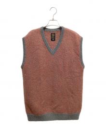 BATONER×6 BEAUTY&YOUTH（バトナ―×ロク ビューティーアンドユース）の古着「MOHAIR V NECK VEST」｜グレー×オレンジ