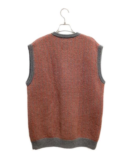 BATONER（バトナ―）BATONER (バトナ―) 6 BEAUTY&YOUTH (ロク ビューティーアンドユース) MOHAIR V NECK VEST グレー×オレンジ サイズ:Fの古着・服飾アイテム