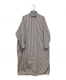 ticca（ティッカ）の古着「スクエアビッグロングシャツ」｜ホワイト×ブラウン