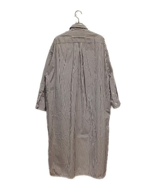 ticca（ティッカ）TICCA (ティッカ) スクエアビッグロングシャツ ホワイト×ブラウン サイズ:FREEの古着・服飾アイテム