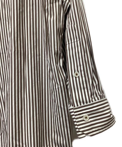 ticca（ティッカ）TICCA (ティッカ) スクエアビッグロングシャツ ホワイト×ブラウン サイズ:FREEの古着・服飾アイテム