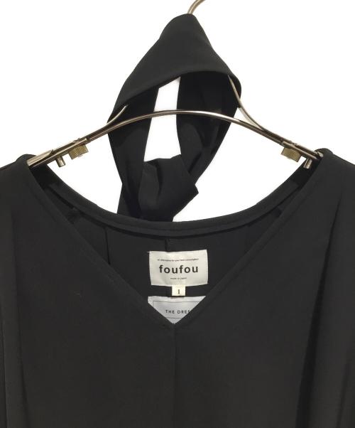 foufou（フーフー ザドレス）foufou (フーフー) THE DRESS #07 drape v neck dress ブラック サイズ:1の古着・服飾アイテム