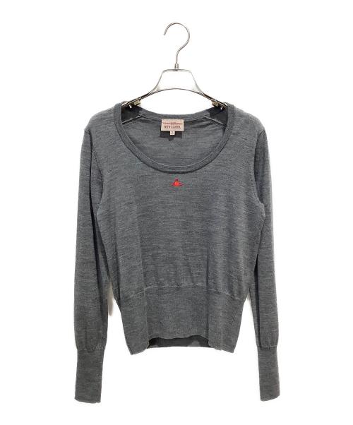 Vivienne Westwood RED LABEL（ヴィヴィアンウエストウッドレッドレーベル）Vivienne Westwood RED LABEL (ヴィヴィアンウエストウッドレッドレーベル) オーブロゴ ロングスリーブ セーター グレー サイズ:2の古着・服飾アイテム