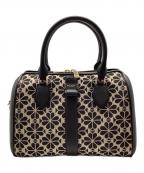 Kate Spadeケイトスペード）の古着「フラワー ジャカード ミディアム ダッフル バッグ」｜ブラック×ベージュ