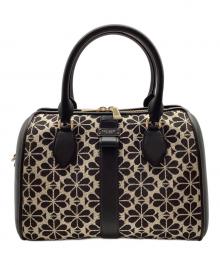 Kate Spade（ケイトスペード）の古着「フラワー ジャカード ミディアム ダッフル バッグ」｜ブラック×ベージュ