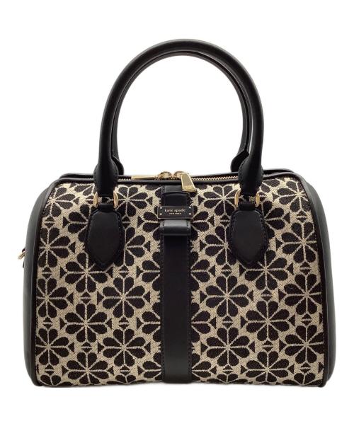 Kate Spade（ケイトスペード）Kate Spade (ケイトスペード) フラワー ジャカード ミディアム ダッフル バッグ ブラック×ベージュの古着・服飾アイテム