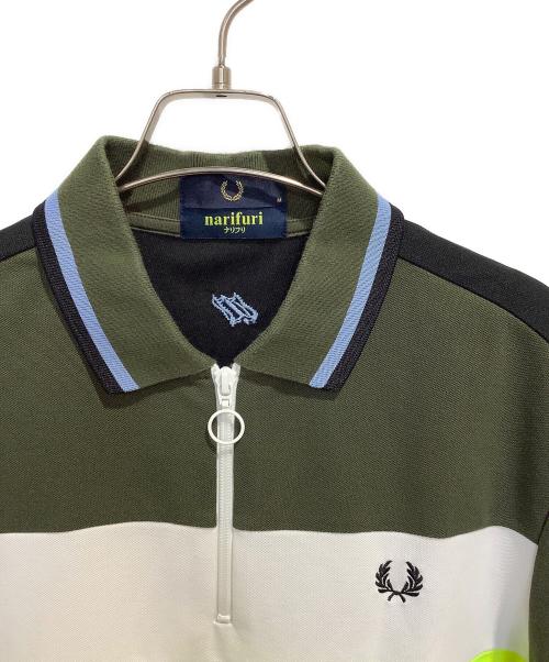 FRED PERRY（フレッドペリー）FRED PERRY (フレッドペリー) narifuri (ナリフリ) Panelled Quick Drying Polo Shirt オリーブ サイズ:Mの古着・服飾アイテム