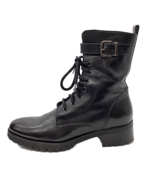 luca grossi（ルカグロッシ）luca grossi (ルカグロッシ) レースアップベルトブーツ ブラック サイズ:38の古着・服飾アイテム