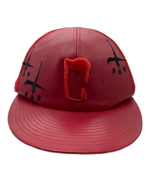 CVTVLIST（カタリスト）CVTVLIST (カタリスト) レザーメッシュキャップ レッド サイズ:Fの古着・服飾アイテム
