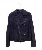 theoryセオリー）の古着「スエード ダブルライダースジャケット」｜ネイビー