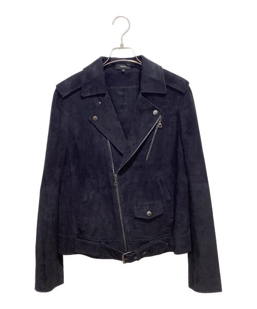 theory（セオリー）theory (セオリー) スエード ダブルライダースジャケット ネイビー サイズ:Sの古着・服飾アイテム