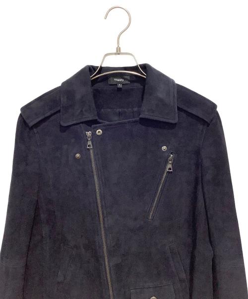 theory（セオリー）theory (セオリー) スエード ダブルライダースジャケット ネイビー サイズ:Sの古着・服飾アイテム