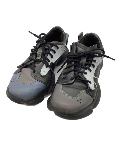CAMPER（カンペール）CAMPER (カンペール) ツインズ レザースニーカー グレー×ブラック×ブルー サイズ:37の古着・服飾アイテム
