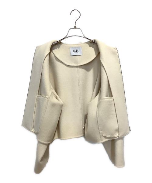 evernavy（エバーネイビー）evernavy (エバーネイビー)  リバー ジップ ノーカラー ウールコート ベージュ サイズ:Mの古着・服飾アイテム