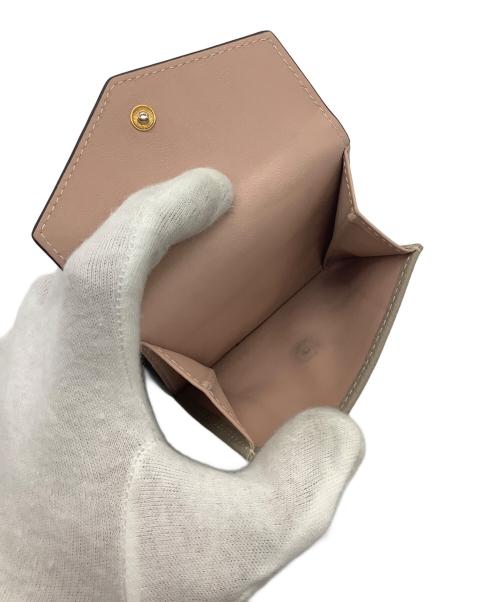 bonaventura（ボナベンチュラ）BONAVENTURA (ボナベンチュラ) スモールウォレット ベージュ×ピンクの古着・服飾アイテム