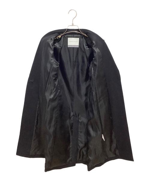 BORDERS at BALCONY（ボーダーズアットバルコニー）BORDERS AT BALCONY (ボーダーズアットバルコニー) ショールカラー チェスターコート ブラック サイズ:36の古着・服飾アイテム