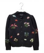 SEVEN TEN by MIHO KAWAHITOセブン テン バイ ミホ カワヒト）の古着「フラワージャガード カーディガン」｜ブラック