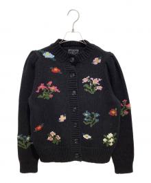 SEVEN TEN by MIHO KAWAHITO（セブン テン バイ ミホ カワヒト）の古着「フラワージャガード カーディガン」｜ブラック