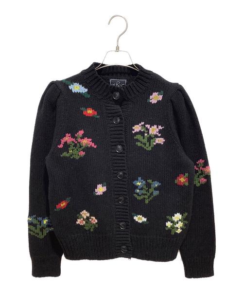 SEVEN TEN by MIHO KAWAHITO（セブン テン バイ ミホ カワヒト）SEVEN TEN by MIHO KAWAHITO (セブン テン バイ ミホ カワヒト) フラワージャガード カーディガン ブラック サイズ:Sの古着・服飾アイテム
