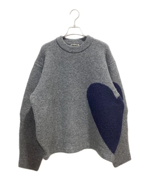 NKNIT（ンニット）NKNIT (ンニット) グレーハートデザインニット グレー×ネイビーの古着・服飾アイテム
