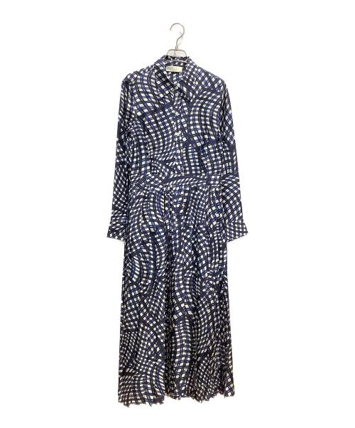 TORY BURCH（トリーバーチ）TORY BURCH (トリーバーチ) 長袖ワンピース ネイビー×ホワイト サイズ:4の古着・服飾アイテム