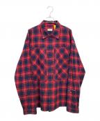 MONCLERモンクレール）の古着「長袖シャツ」｜レッド×ネイビー