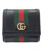 GUCCIグッチ）の古着「シェリーライン 2つ折り財布」｜ブラック×レッド