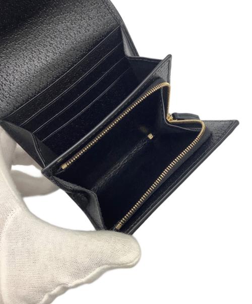 GUCCI（グッチ）GUCCI (グッチ) シェリーライン 2つ折り財布 ブラック×レッドの古着・服飾アイテム