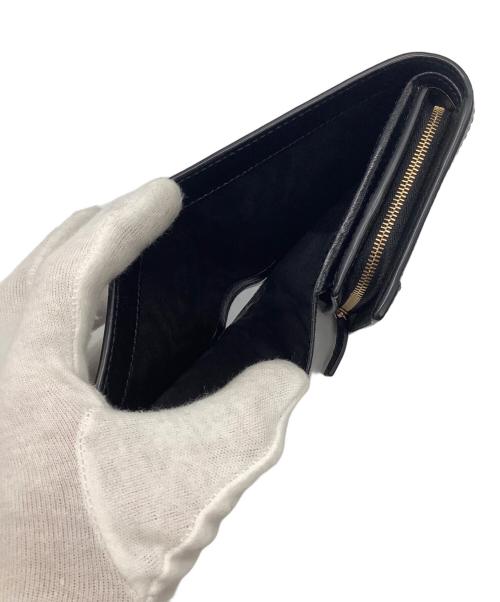 GUCCI（グッチ）GUCCI (グッチ) シェリーライン 2つ折り財布 ブラック×レッドの古着・服飾アイテム