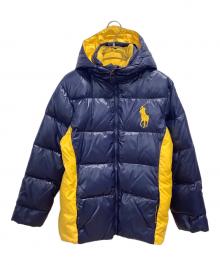 POLO RALPH LAUREN（ポロ・ラルフローレン）の古着「ビックポニー ダウンジャケット」｜ネイビーxイエロー