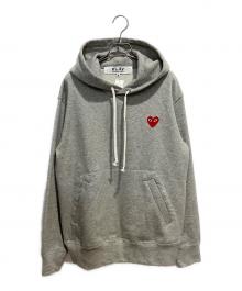 PLAY COMME des GARCONS（プレイコムデギャルソン）の古着「Pullover Hoodie With Red Emblem Top Gray」｜グレー