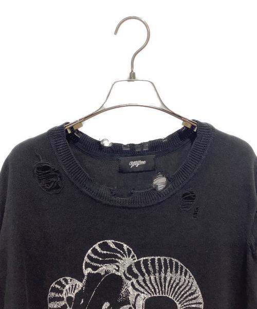 myne（マイン）MYNE (マイン) Printed Knit Tee ブラック サイズ:Mの古着・服飾アイテム