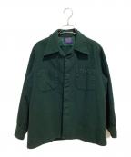 PENDLETONペンドルトン）の古着「70s ボードシャツ 無地」｜グリーン