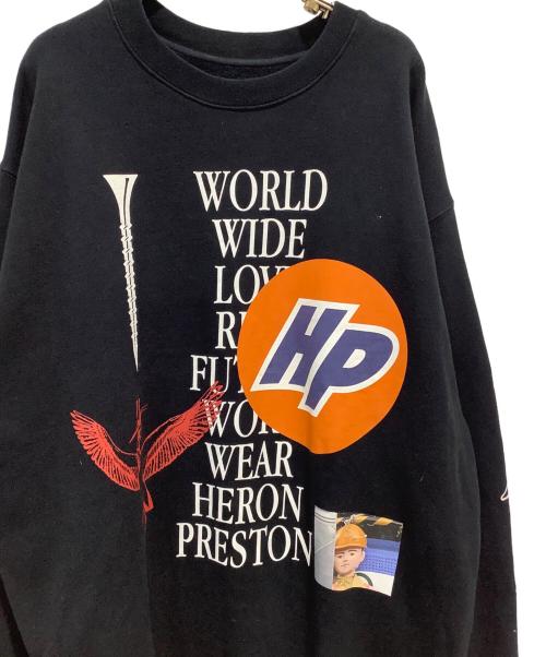 HERON PRESTON（ヘロンプレストン）HERON PRESTON (ヘロンプレストン) WORLD WIDE LOVE プリント スウェット ブラック サイズ:Lの古着・服飾アイテム