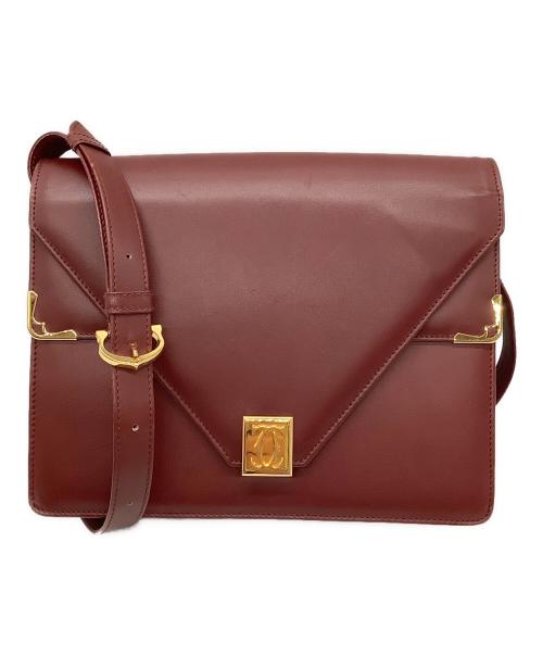 Cartier（カルティエ）Cartier (カルティエ) マストライン ダブルフラップショルダーバッグ レッドの古着・服飾アイテム