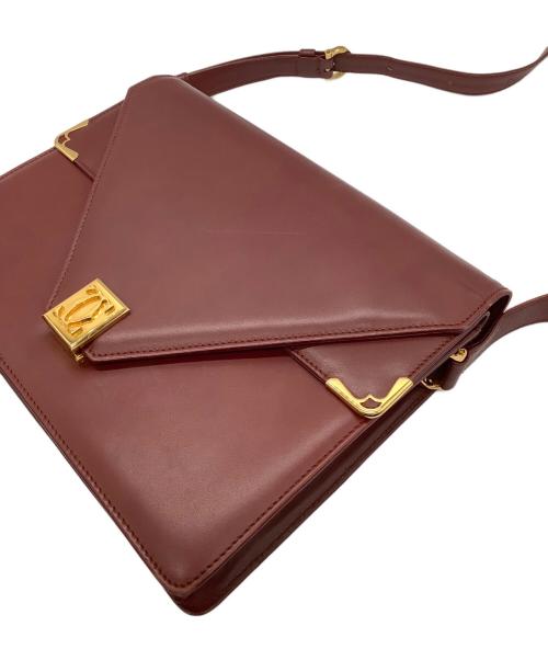 Cartier（カルティエ）Cartier (カルティエ) マストライン ダブルフラップショルダーバッグ レッドの古着・服飾アイテム